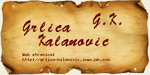 Grlica Kalanović vizit kartica
